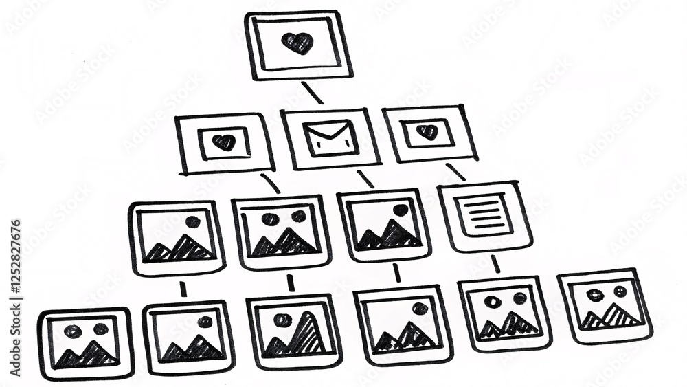Poster creative flowchart illustrating image relationships and connections digital workspace graphic design