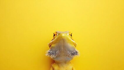 Obraz premium Yellow bearded dragon on yellow background.