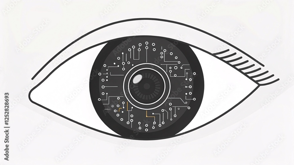 Poster innovative eye technology showcasing circuitry and vision systems digital art abstract environment c