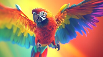 Fototapeta premium Vibrant 3D LGBTQ Parrot: A Symbol of Pride, Freedom, and Joyful Expression. Perfect for Pride Month celebrations, LGBTQ+ events, and designs 