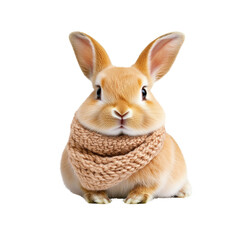 Obraz premium Adorable Fluffy Bunny Wearing a Knitted Scarf