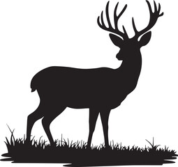 Vector deer silhouette isolated on white background