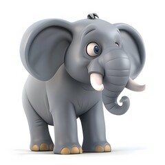 Obraz premium Cute Cartoon Elephant Character in Vibrant Style for Kids' Design