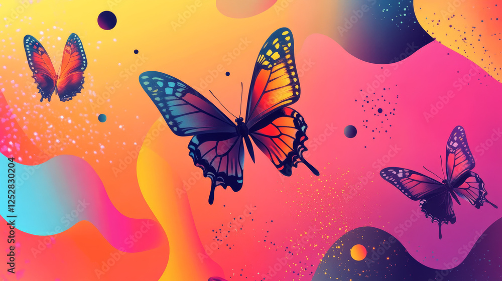 Poster y2k aesthetic poster and banner design template set with gradient background and simple abstract 200