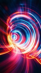Obraz premium Vibrant abstract light trail vortex, dynamic energy motion. Futuristic technology concept