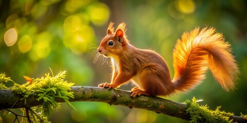 Adorable British Red Squirrel in Woodland Habitat - Wildlife Photography