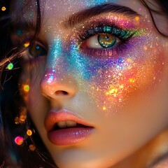 Vibrant Colorful Abstract Face Portrait, Bold Geometric Design, Modern Art, Creative Expression, Stylish and Trendy, Unique Artistic Illustration,    