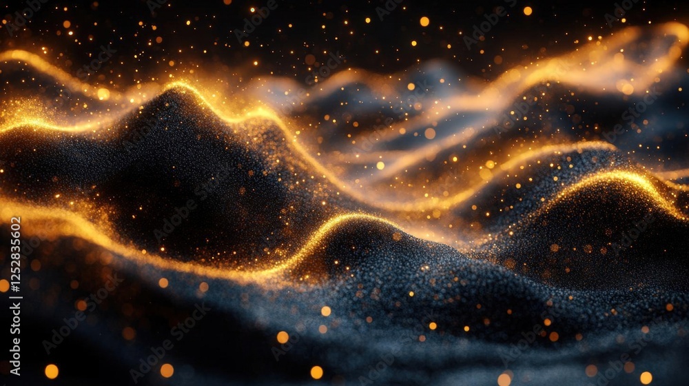 Poster abstract glowing particles design with dark background