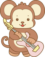 Cute Monkey vector icon. Funny baby Monkey animal series stock illustration. life of fluffy Monkey designs.