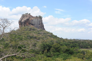 Lion Rock mountain with ancient fortress in Sigiriya (Sinhagiri) in the jungle of Matale District near the town of Dambulla in the Central Province, Sri Lanka, Asia