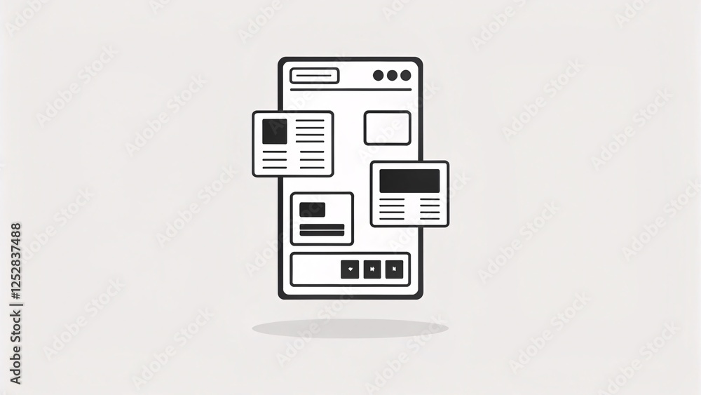 Poster digital interface design trends modern workspace graphic illustration clean background eye-level vie