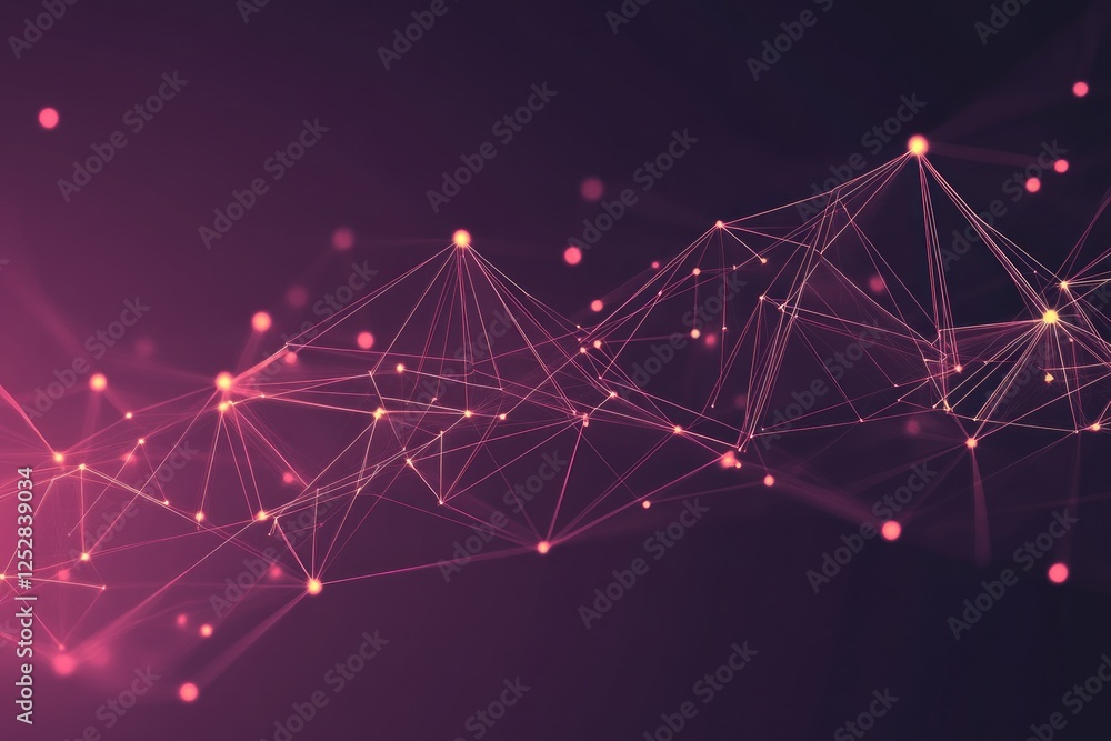 Aufkleber abstract representation of interconnected nodes and lines in a vibrant pink and purple gradient, sym