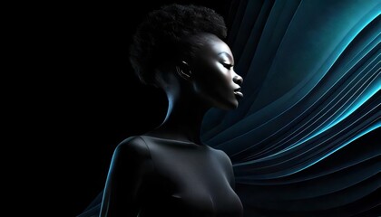 Obraz premium Dark backgrounds with light accents or neon highlights in a minimalist style