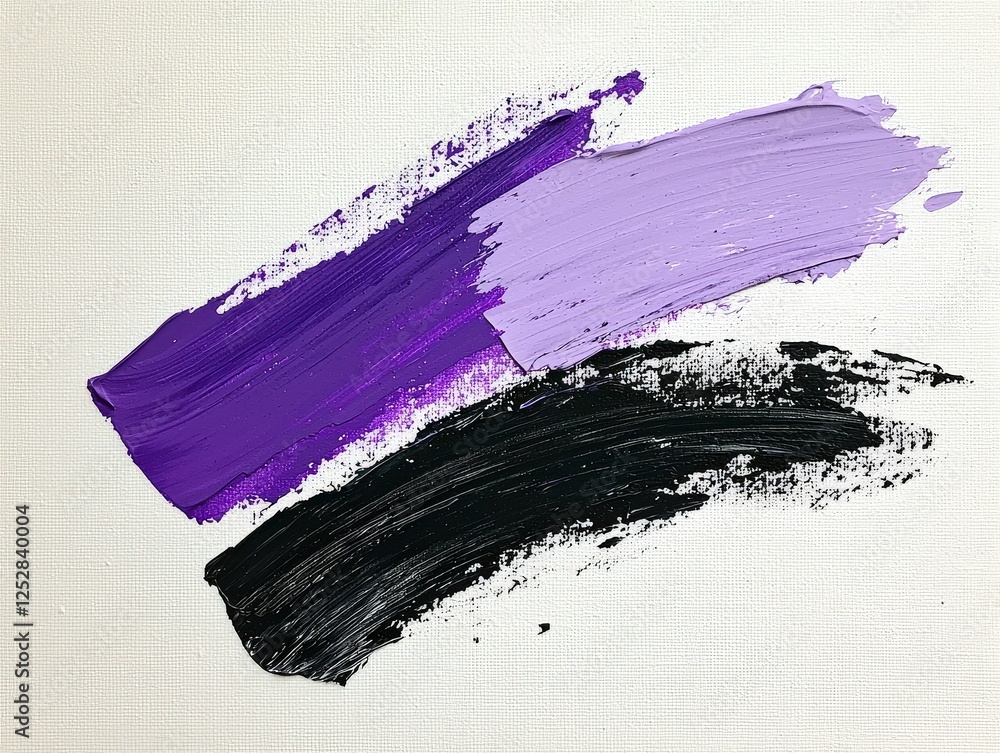 Poster abstract art with purple and black paint strokes on canvas creating a modern and dynamic visual comp