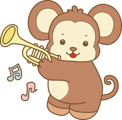 Cute Monkey vector icon. Funny baby Monkey animal series stock illustration. life of fluffy Monkey designs.