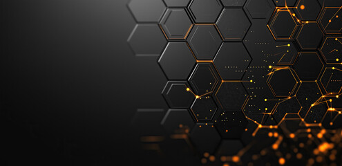 Black background with a hexagonal grid 