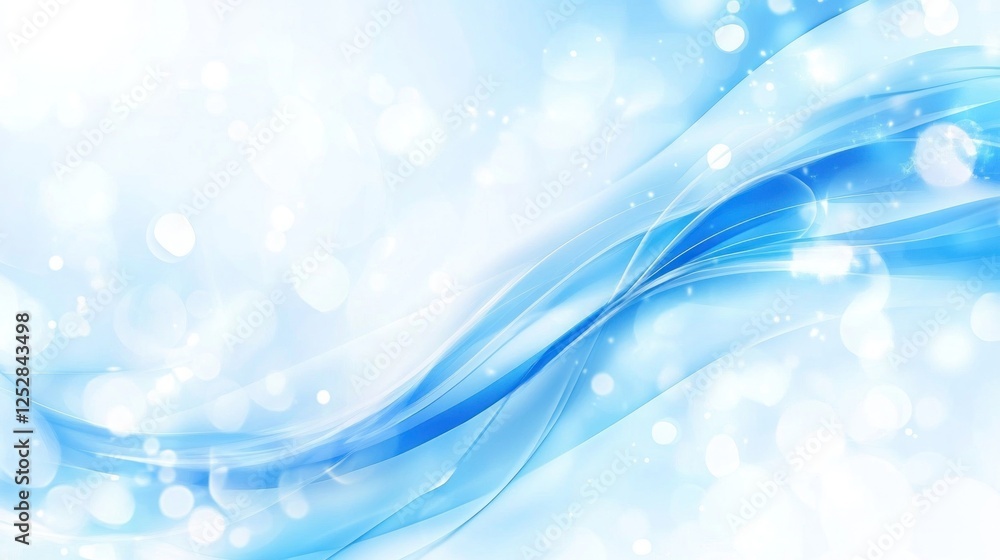 Poster abstract blue waves with soft bokeh background effects