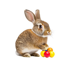 Adorable Baby Bunny Playing with Colorful Balls