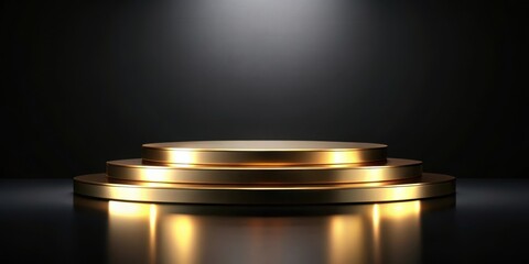 Luxurious gold podium against sleek black background, ideal for corporate events and formal presentations with modern and sophisticated ambiance , ambiance, elegant
