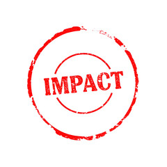 Impact text stamp red rubber stamp on white background. Generative AI