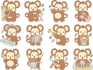 Fototapeta premium Cute Monkey vector icon. Funny baby Monkey animal series stock illustration. life of fluffy Monkey designs.