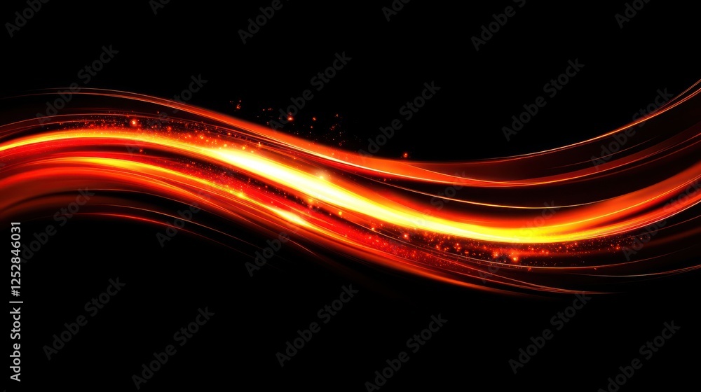 Aufkleber dynamic and vibrant abstract design featuring flowing red and orange waves against a black backgroun