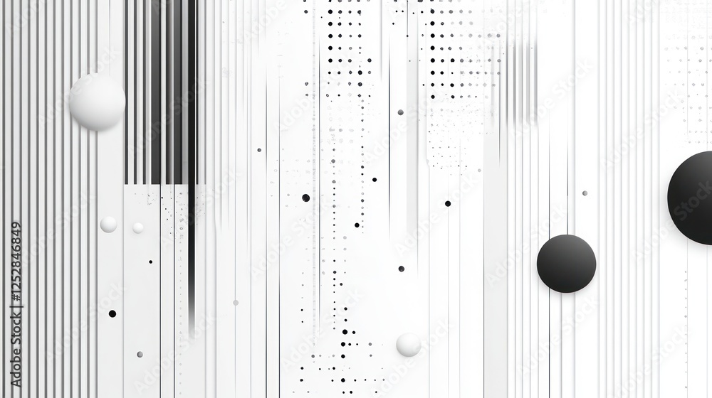 Poster abstract black and white design featuring vertical lines and geometric shapes, creating a modern aes