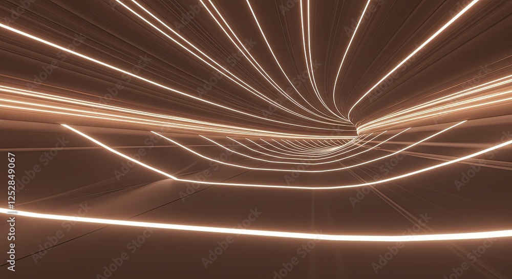 Poster abstract glowing tunnel: an otherworldly journey through a mesmerizing tunnel of light. intricate li