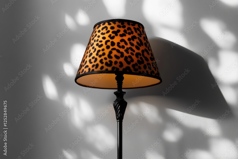 Aufkleber lamp with a leopard print shade, adding an animal print theme to the room. a modern decorative piece