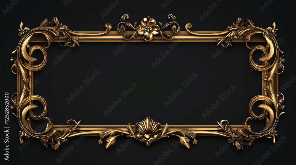 Poster gold ui game button frame. medieval border design for rpg. golden fantasy element for interface gui.