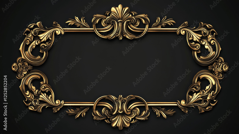 Poster gold ui game button frame. medieval border design for rpg. golden fantasy element for interface gui.