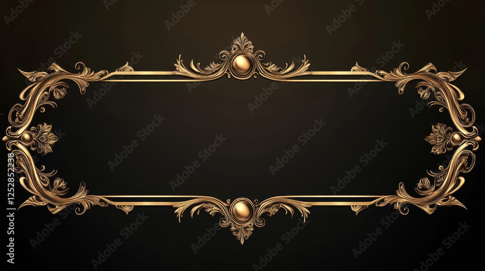 Poster gold ui game button frame. medieval border design for rpg. golden fantasy element for interface gui.