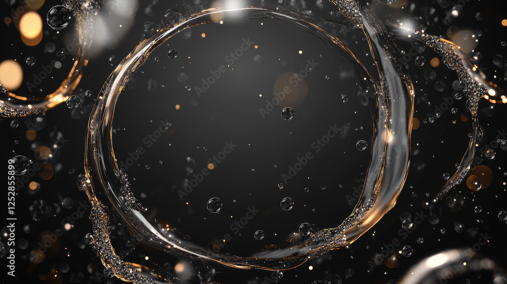 Poster circle water splash on transparent background. realistic vector illustration of round swirl and stre