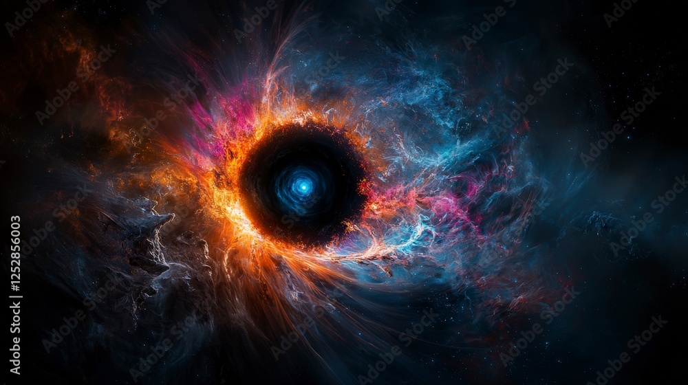 Poster cosmic event emotional black hole in space digital art galactic colors abstract view surreal concept