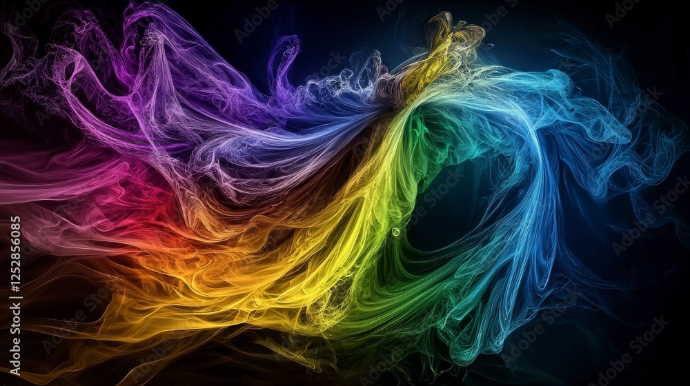 Poster Emotional color waves in motion abstract space digital art surreal environment dynamic viewpoint expressive concept