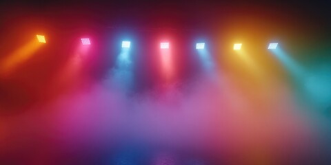 Obraz premium Vibrant stage lights with a spectrum of colors, enhancing the atmosphere of performances and shows.