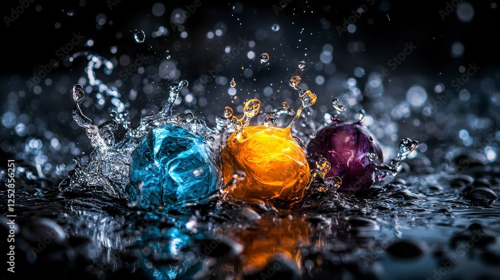 Leinwandbilder splash of emotion colorful water droplets create energy in nature macro photography dynamic viewpoin