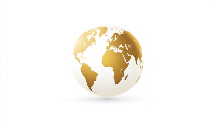 Fototapeta premium Gold-outlined globe, world map, 3D illustration, minimalist design, suitable for educational, science, or travel materials