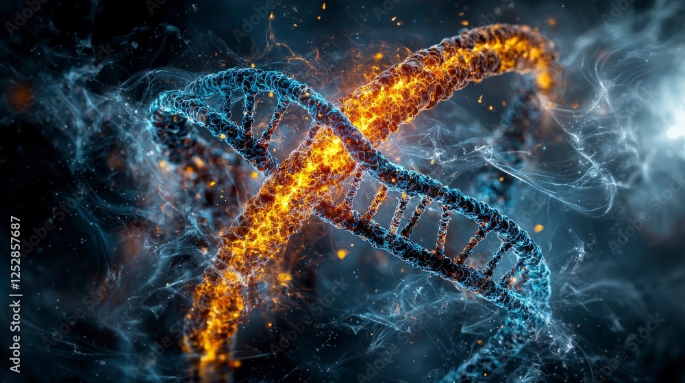 Poster Genes sending signals a vibrant exploration of dna dynamics in a high-tech environment
