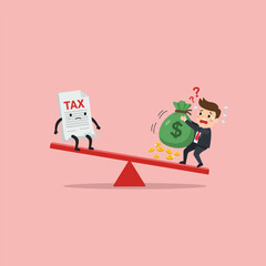 Tax Burden Illustration Seesaw Businessman Money