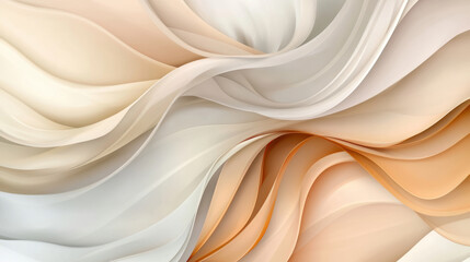 Obraz premium layered abstract background of translucent waves in soft beige, cream, and warm orange tones, creating flowing and elegant texture. smooth curves and gradients evoke sense of fluidity and harmony
