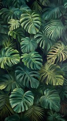 Green tropical leaves background
