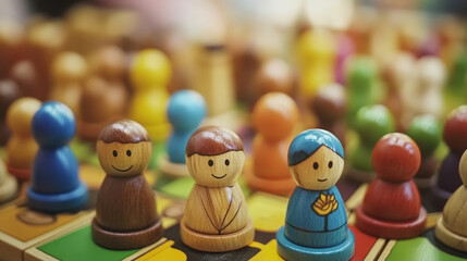 Obraz premium Cartoon wooden game assets. Vector illustration.