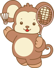 Cute Monkey vector icon. Funny baby Monkey animal series stock illustration. life of fluffy Monkey designs.