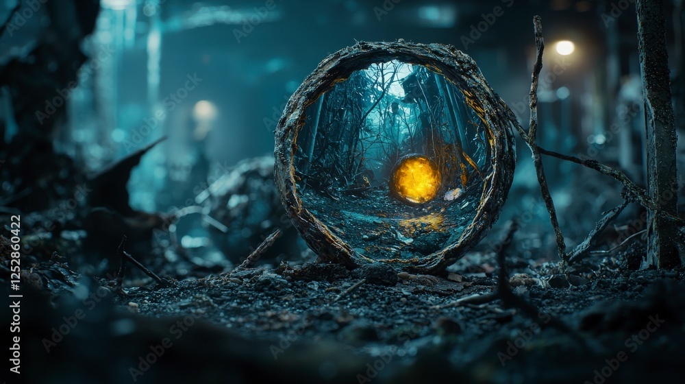 Aufkleber Exploring reflections of a parallel world a mystical journey through an enchanted forest environment
