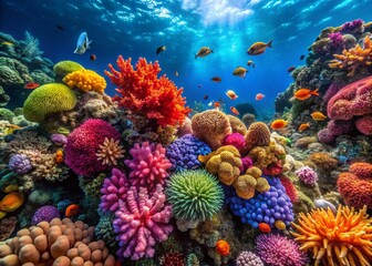 Obraz premium Aerial View of Frogfish Camouflaged on Ocean Floor
