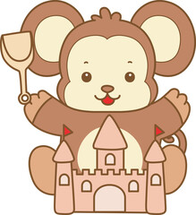 Obraz premium Cute Monkey vector icon. Funny baby Monkey animal series stock illustration. life of fluffy Monkey designs.