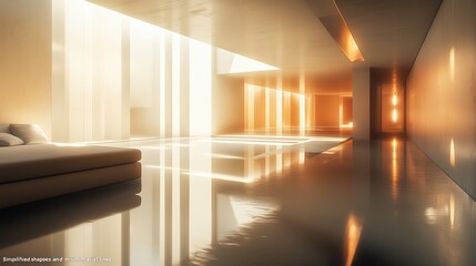 Minimalist space interwoven with light and shadow
