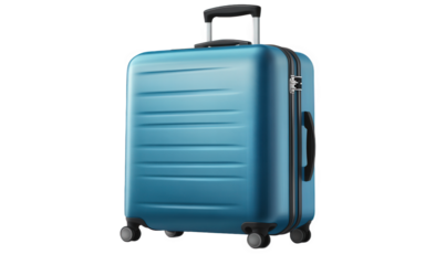 A blue travel suitcase