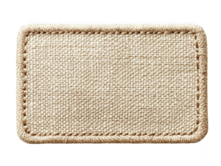 Rectangular fabric label featuring a stitched border, suitable for branding or garment labeling. It offers a minimalist, eco-friendly look. Isolated on transparent background, png